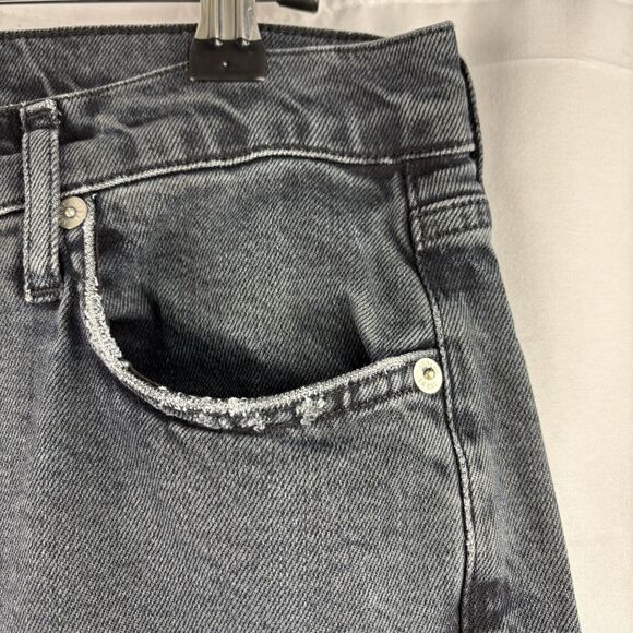 AGOLDE Toni Jeans Women's 27 Black Stretch Distressed Frayed Straight Mid Rise - Picture 7 of 16